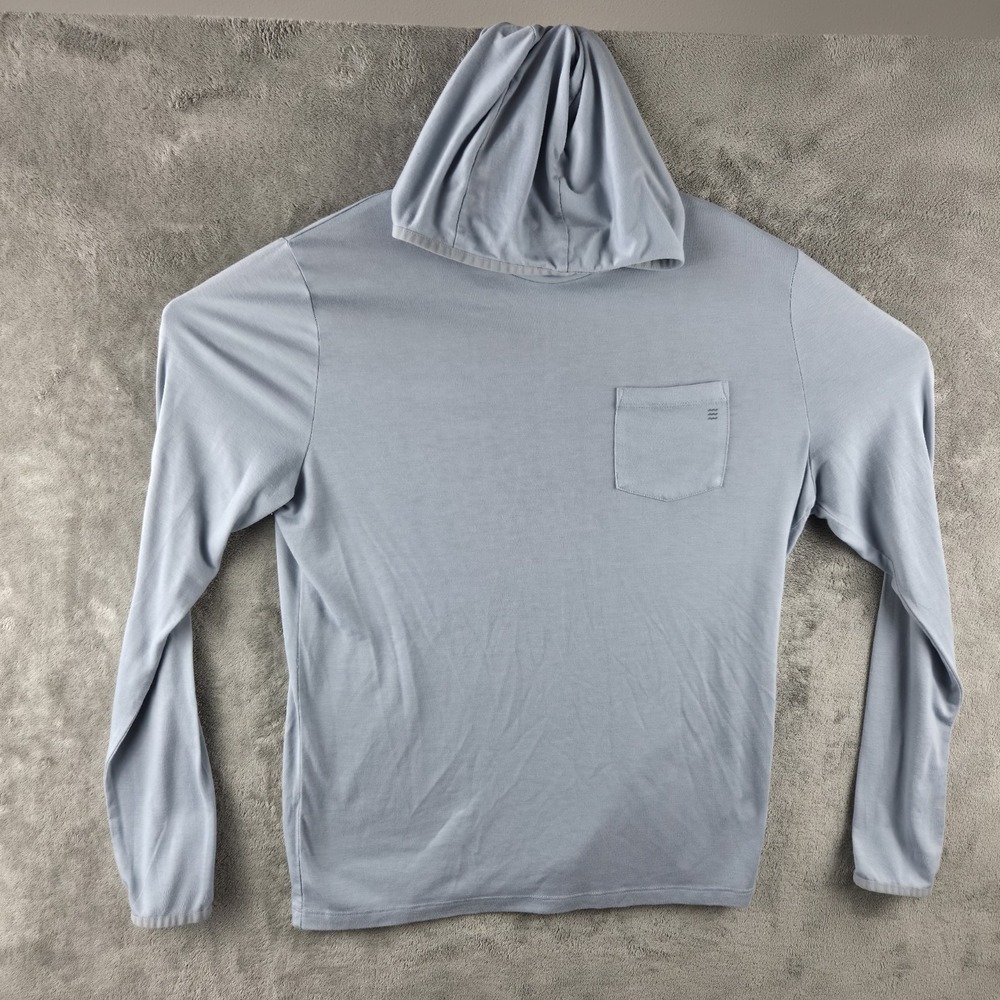 Free Fly Mens Bamboo Lightweight Hoodie Light Blue Long Sleeve Shirt Medium